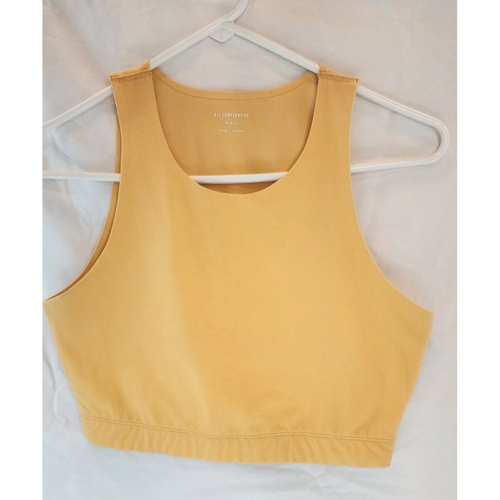 REI Co-op Take Your‎ Time Bra Tank Top Women M Yellow Festival Camp Hike Summer